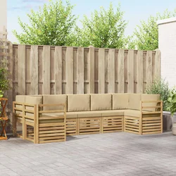Sekcijska garnitura 7 pcs Bijela i bež 304 x 126,5 x 73 cm