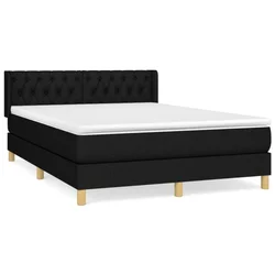 Greatstore Box spring postelja z vzmetnico črna 140x200 cm blago