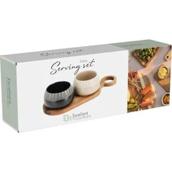 Excellent Houseware Komplet 2 skodelic za prigrizke s servirno desko