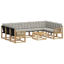 Set vanjskih sofa s jastukom 10 pcs Bijela i svjetlosiva
