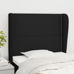 Uzglavlje s ušima crno 103x23x118/128 cm od tkanine