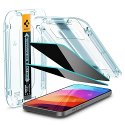 Spigen Spigen GLAS.TR EZ FIT Privacy 2-Pack - Kaljeno steklo s filtrom za zasebnost za iPhone 15 Plus 2 kosa.