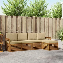 Set vanjskih sofa s jastukom 5 pcs Prirodna i bež