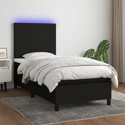 vidaXL Box spring postelja z vzmetnico LED črna 80x200 cm blago