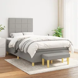 shumee Box spring postelja z vzmetnico svetlo siva 120x200 cm blago