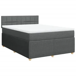 Vidaxl Box spring postelja z vzmetnico temno siva 160x200 cm blago