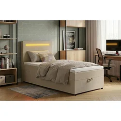 MID.YOU POSTELJA Z VZMETNICO 100 cm x 200 cm , tekstil, leseni material bež