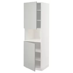 METOD Vis.orm.mikrotal2vrat/policama, bela/Havstorp svetlosiva, 60x60x200 cm