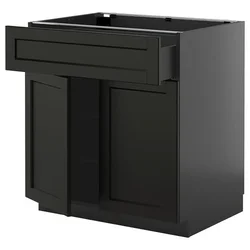 METOD / KNIVSHULT Podni element s fiokom/2 vrata, Crnosiva/Lerhyttan crno bajcovano, 80x60 cm