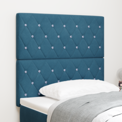 Vidaxl LED vzglavje z LED lučmi Argyle Temno modra 90 cm Žamet