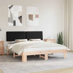 Krevetni okvir s tapiciranim uzglavljem Crna 200 x 200 cm