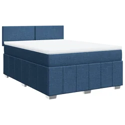 Vidaxl Box spring postelja z vzmetnico modra 160x200 cm blago