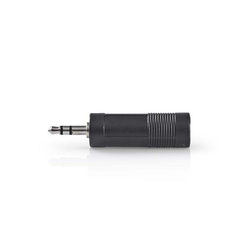 NEDIS CAGB22935BK, Stereo audio adapter, 3,5 mm muški, 6,35 mm ženski, Niklovani, ABS, Crni
