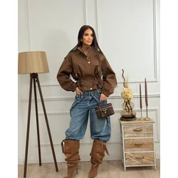 Squareonline Ženska jakna Brown Utility Chic, Braon
