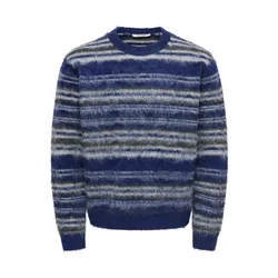 Only & Sons Pulover ONSAIDEN modra/grafit/bela