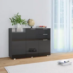 Komoda visoki sjaj crna 107x35x80,5 cm