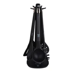 Berlinger Haus Set silikonskih kuhinjskih alatki sa stalkom Black Rose Collection BH-8617, 6 komada, Crni
