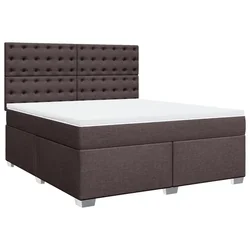 Vidaxl Box spring postelja z vzmetnico temno rjava 180x200 cm blago