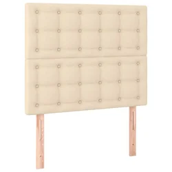Vidaxl Vzglavje postelje kremne barve 80x5x118/128 cm blago