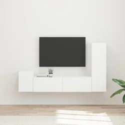Set TV komoda Zidne 4 pcs Bijelo Konstruirano drvo