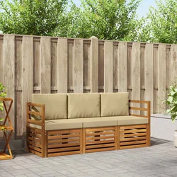 Setovi sofa s jastukom 3 pcs Prirodna i bež Čvrsto drvo akacije