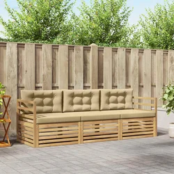 Set vanjskih sofa 3 kom. Bijela i bež Poliester