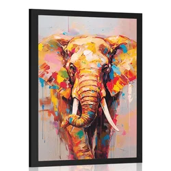 Plakat stilski slon z imitacijo umetniške slike - 30x45 silver