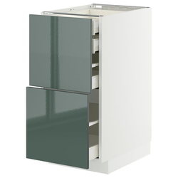 METOD / MAXIMERA Pod.orm.2front/2dnj/1srd/1vis.fiok, bela/Kallarp tamna sivozelena visokog sjaja, 40x60 cm