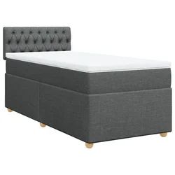 Vidaxl Box spring postelja z vzmetnico temno siva 80x200 cm blago