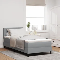 Krevet s opruga kutije Svijetlo siva 90 x 190 cm tkanina