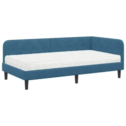 Vidaxl Kotna postelja Modra 90 x 190 cm Žamet