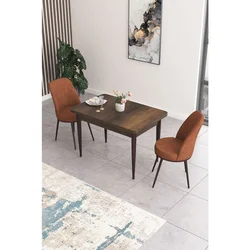 Hanah Home trpezarijski set Nil, sto i 2 stolice, ploča u dekoru drveta Baroque, terakota tkanina Babyface