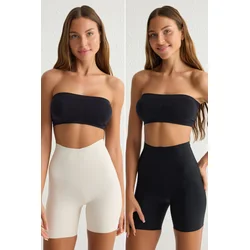 Trendyol Black-Skin 2-Pack Micro High Waist Boxer Knitted Briefs