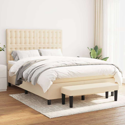 vidaXL vidaXL Box spring postelja z vzmetnico krem 140x200 cm blago, (20897299)