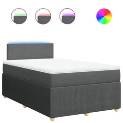 Vidaxl Box spring postelja z vzmetnico temno siva 120x190 cm blago