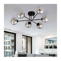 Luster na šipci ROMA 6xE14/10W/230V crna/dimljena