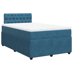 Vidaxl Box spring postelja z vzmetnico modra 120x200 cm žamet