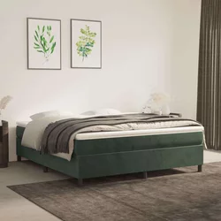 vidaXL Box spring postelja z vzmetnico temno zelena 180x200 cm žamet