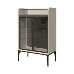 Jela Vitrina Soffy V80-2AL/SF, 80x124x42cm, Prljavo bela - antracit