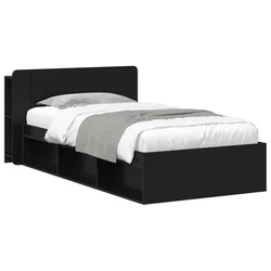 Okvir kreveta s pohranom Crna 75 x 190 cm Konstruirano drvo