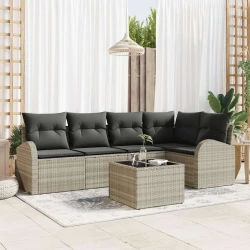Set sofe s jastukom 6 pcs Svjetlosiva Poliester