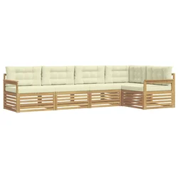Set vanjskih sofa 6 kom. Bijela i krem Poliester