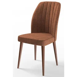 Hanah Home set trpezarijskih stolica Etra 8 kom, terakota tkanina Jerry, drvene noge boje oraha