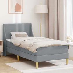 Okvir kreveta s madracem Svijetlo siva 90 x 190 cm tkanina