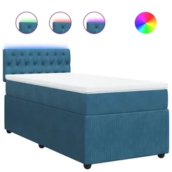 Vidaxl Box spring postelja z vzmetnico modra 80x200 cm žamet