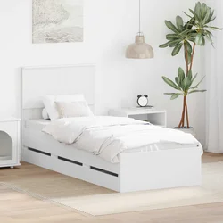 vidaXL Konstrukcija postelje Bela 75 x 190 cm Inženirsko leseno