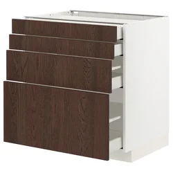 METOD / MAXIMERA Podni element 4 fronta/4 fioke, bela/Sinarp smeđa, 80x60 cm