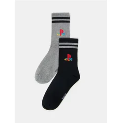 Sinsay - Duge prugaste čarape sa vezom 2 komada PlayStation - šareno