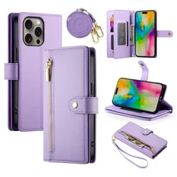 GS Ovitek za iPhone 16 Pro Max z zadrgo, denarnica, vijoličen