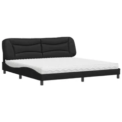 Krevet s madracem Hvar crni 200x200 cm od umjetne kože
